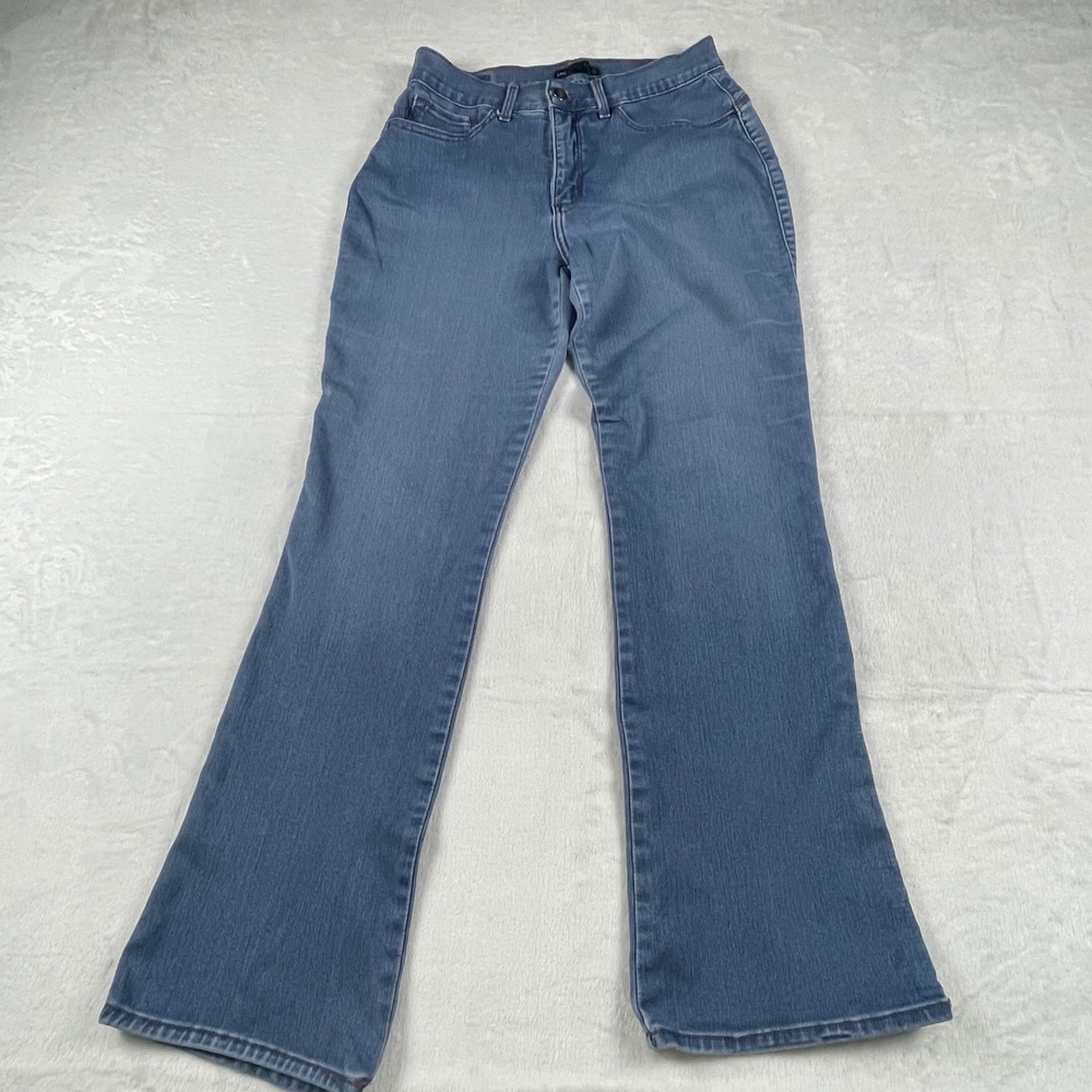 Lee Easy Fit Womens 10 Short Bootcut Jeans Medium Wash Blue High Rise Stretch